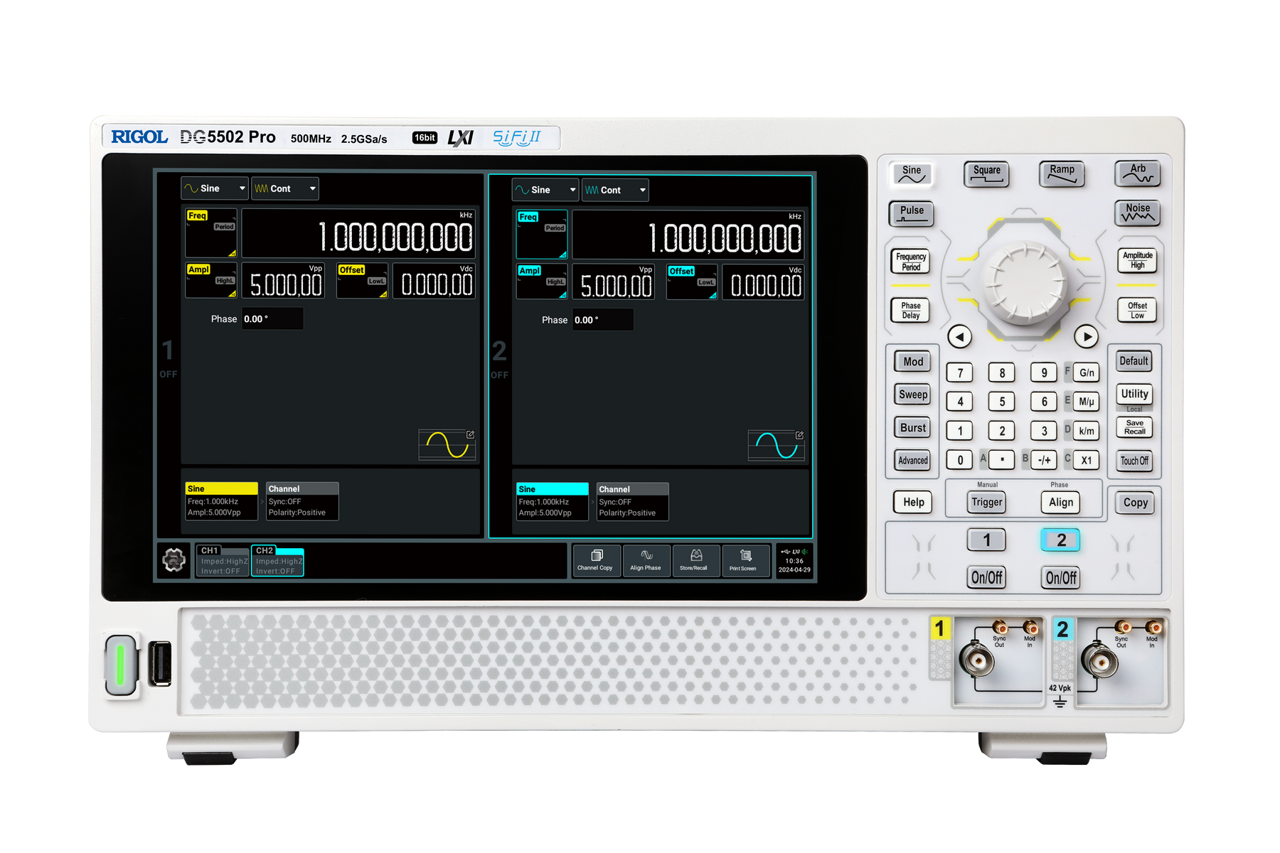 Generatore di funzione Rigol DG5502 Pro: 500 MHz bandwidth dual CHs